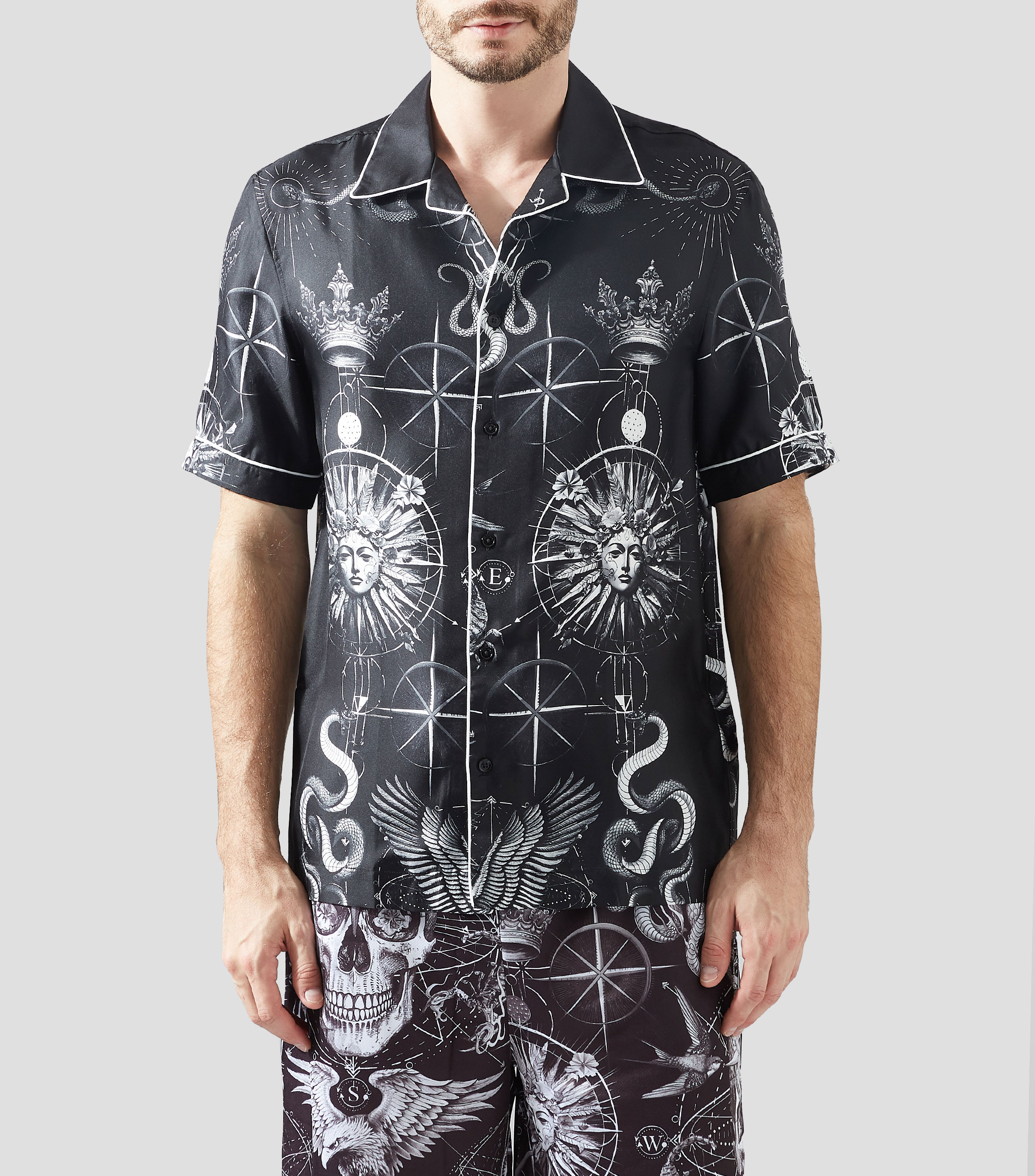 Camisa con estampado manga corta Hombre